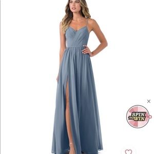 Azazie Cora in dusty blue